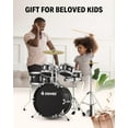 thumbnail image 5 of Donner Kids Junior Drum Set for Beginner, 14" 5-Piece Percussion Instrument Practice Learning, Black, 5 of 9