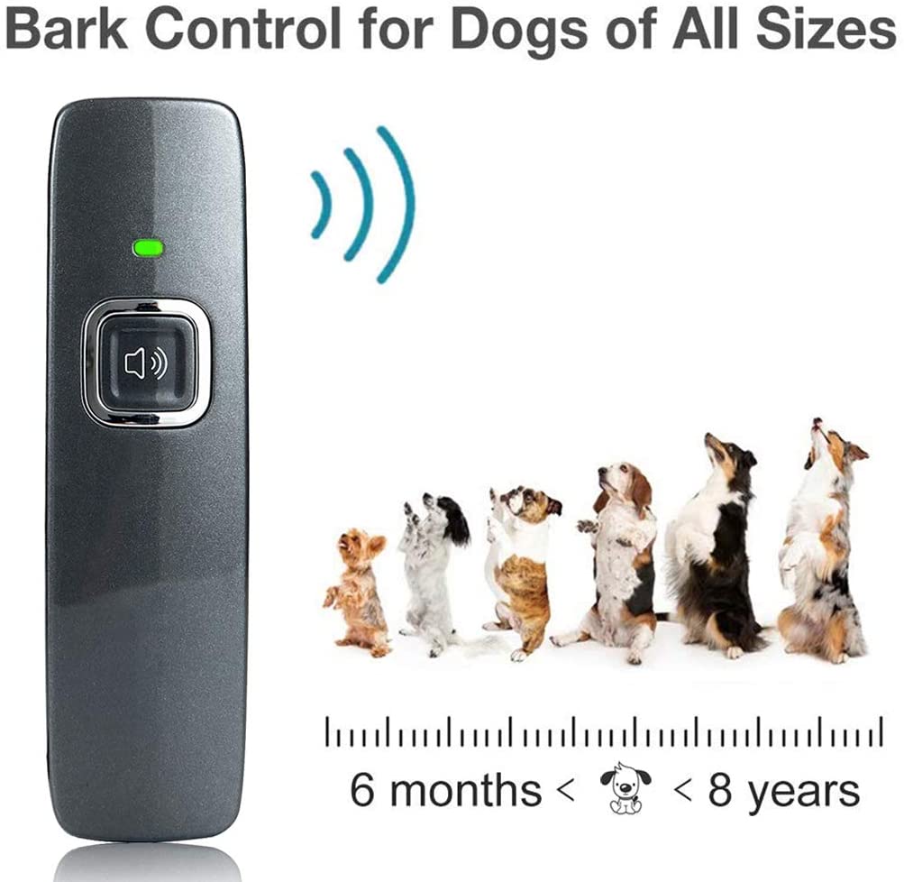 Dycsin Ultrasonic Dog Bark Deterrent Handheld Dog Training Device Outdoor Indoor 2 in 1 Anti Barking Device Rechargeable Variable Frequency Dog Barking Deterrent Devices