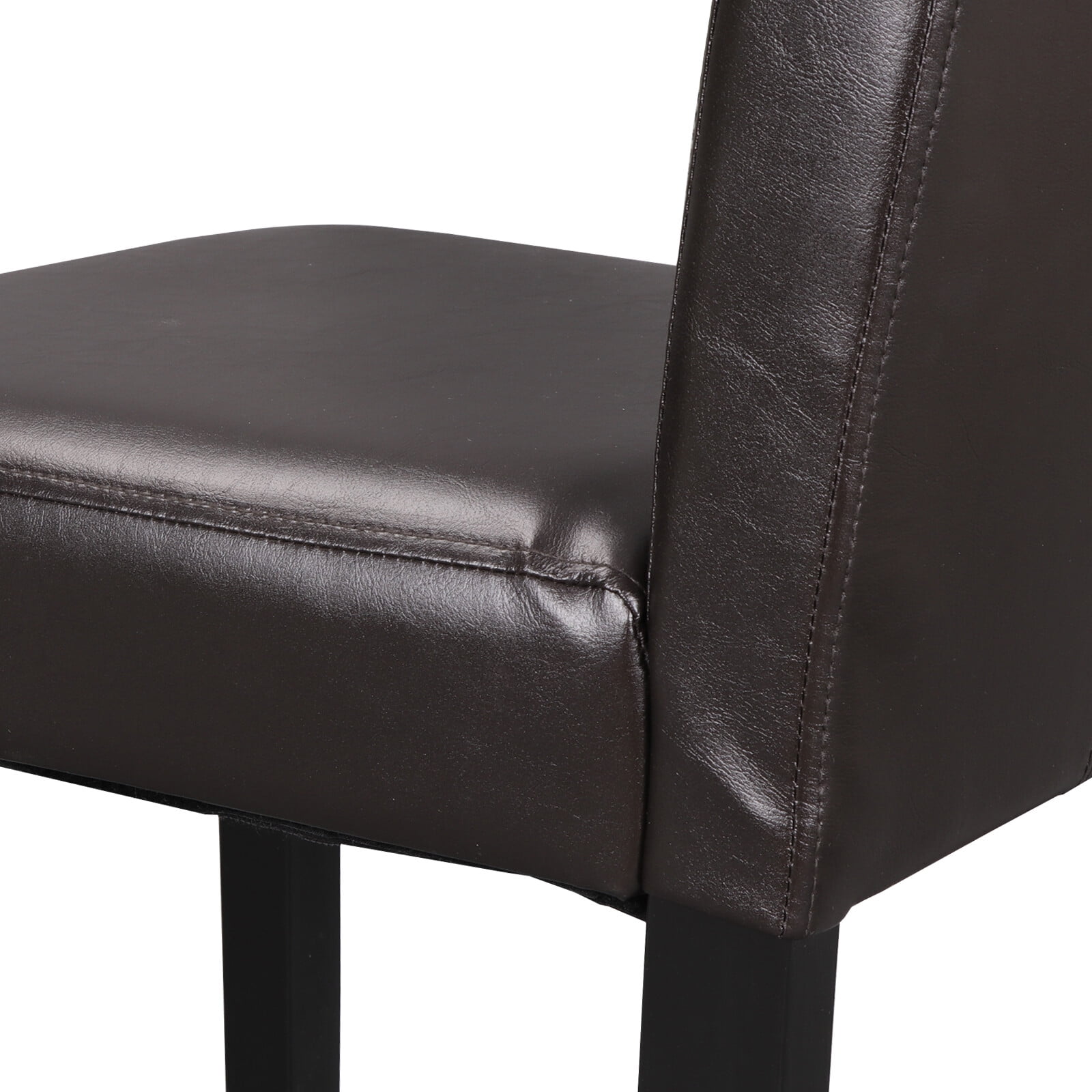 HomGarden 2 Pack Modern Upholstered Leather Indoor Dining Chair High-Back Padded Parson Chair Brown