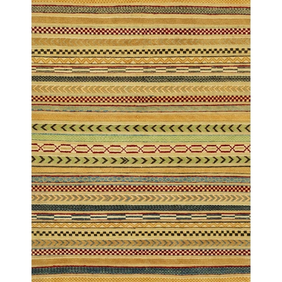 Ahgly Company Indoor Rectangle Abstract Yellow Abstract Area Rugs, 8' x 12'