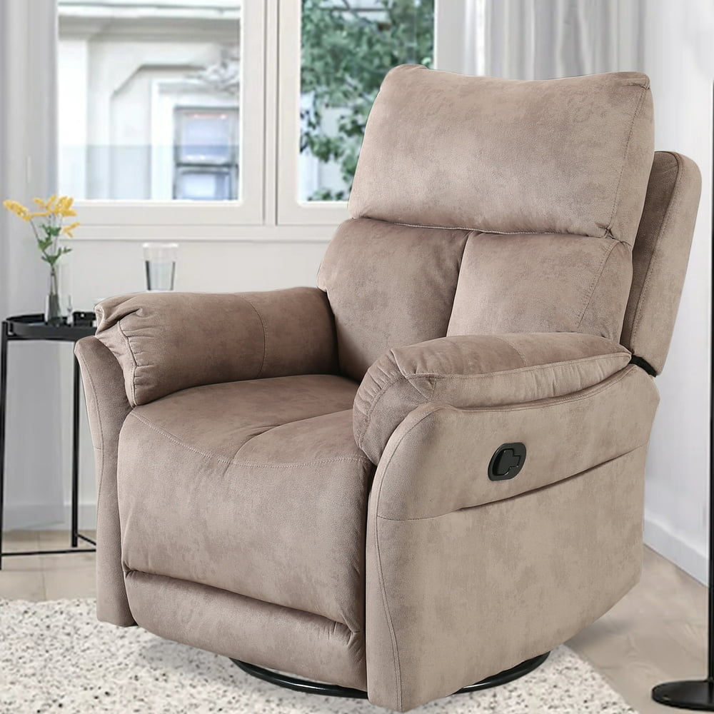 Swivel Rocker Recliner,Manual Reclining Chair,Color:Cream,Fabric