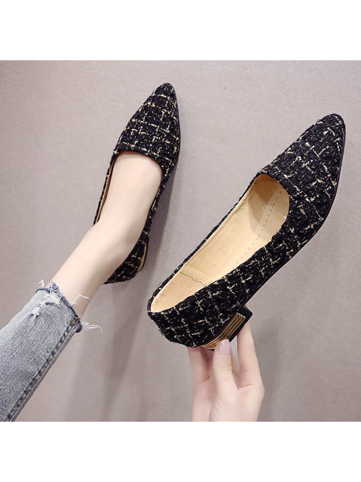 Women Boat Shoes Pointed Toe Casual Ballet Slip On Flats Loafers Ballerina Shoes