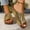 Gold, variant on Women's Plain Round Toe Open Toe Thick Sole Wedge Sandals, Comfort Casual Slides for Summer Beach White 40