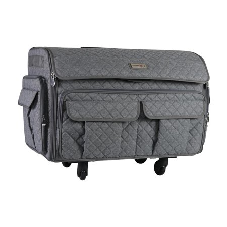 UPC: 0812259036316 | XXL Deluxe Rolling Sewing Machine Case  Grey Quilted