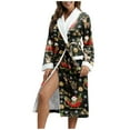thumbnail image 4 of Womens Soft Pajama Clearance- Silk Satin Printed Sexy Bathrobes Plus Size Robe Sleepwear Black Size L, 4 of 7
