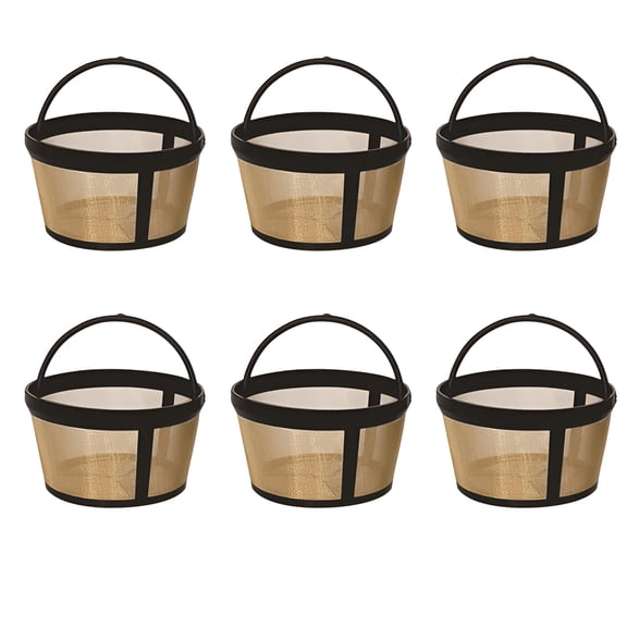 ACDANC 6Pcs Reusable 4-5 Cup Basket Coffee Filter, Permanent Filter Replacement, Compatible with Gold Basket-Style Filters