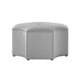 thumbnail image 2 of Nicole Miller Cocktail Ottoman Zaid Linen Upholstered Octagon Single Tufted Nailhead Trim Grey/Chrome, 2 of 9