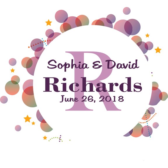 Wedding Monogram Bride Groom Name Star Customized Wall Decal - Custom Vinyl Wall Art - Personalized Name - Baby Girls Boys Kids Bedroom Wall Decal Room Decor Wall Stickers Decoration Size (20x40 inch)