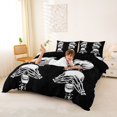 thumbnail image 3 of Homewish Horror Gothic Skull Bedding,Halloween Skeleton Bones Duvet Cover Full,Black White,Black Reversible,3 Pieces,1 Duvet Cover and 2 Pillowcases, 3 of 6