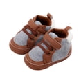 thumbnail image 1 of SUNSIOM Infant Baby Fleece Booties Contrast Color Leather Patchwork Non-Slip Winter Warm Shoes, 1 of 6