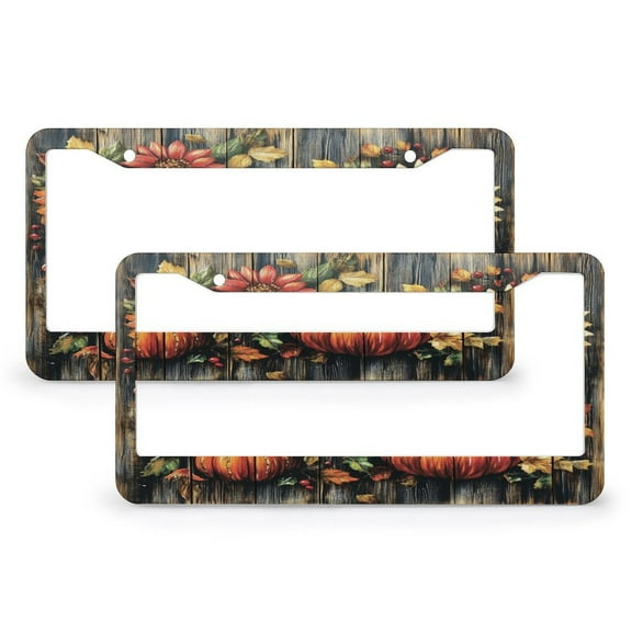 Be Thankful Sunflowers Fall License Plate Frame 2 Pieces Seasonal Fall Thanksgiving Pumpkin Sunflowers License Plate Cover License Plate Novelty License Plate Frame Aluminum License Plate Cover