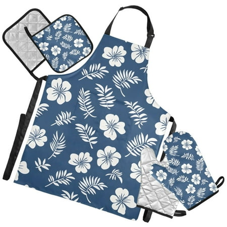 Ryvnso Tropical Flower-t7 Kitchen Apron Oven Mitts Set Pot Holders