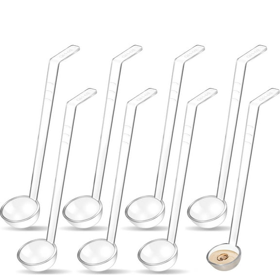 NOGIS 10 Pcs 1 oz Clear Small Ladles Mini Ladle for Sauce 7 Inches Long Handle Punch Acrylic Ladles Plastic Dressing and Sauces Ladles for Serving Soup Punch Bowl Cocktail Juices Fruit