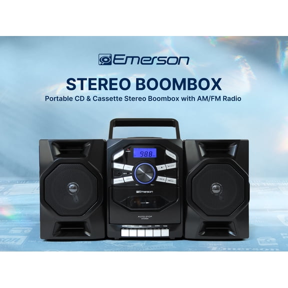 Emerson EPB-4000 Portable CD & Cassette Stereo Boombox with AM/FM Radio, Black