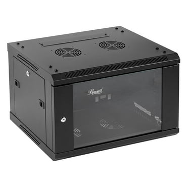 Rosewill 6U Server Rack Enclosure with Glass Door, Locks, & Removable Side Panels   Wall Mount Network Cabinet 19 Inch Rack 17.7 Inches Deep Flat-Pack