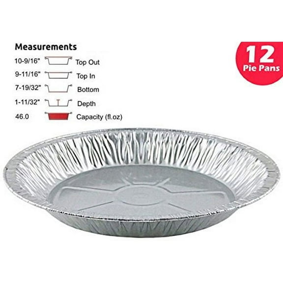 Pactogo 11" Aluminum Foil Pie Pan Extra-Deep Disposable Tin Plates (Pack of 12)
