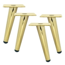 10 inch / 25cm Metal Furniture Legs, Btowin VCF 4Pcs Gold Mid Century Modern Round Oblique Tapered Furniture Feet Brushed Nickel Finish for Cabinet Sofa Table Bed