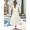 thumbnail image 6 of Summer Skirt Set for Women 2 Piece Outfit Cap Sleeve Top Elastic Waist Maxi Dress Set with Pockets Creamy White M, 6 of 7