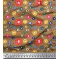 thumbnail image 1 of Soimoi Brown Rayon Fabric Dots & Aster Floral Print Sewing Fabric Yard 42 Inch Wide, 1 of 3
