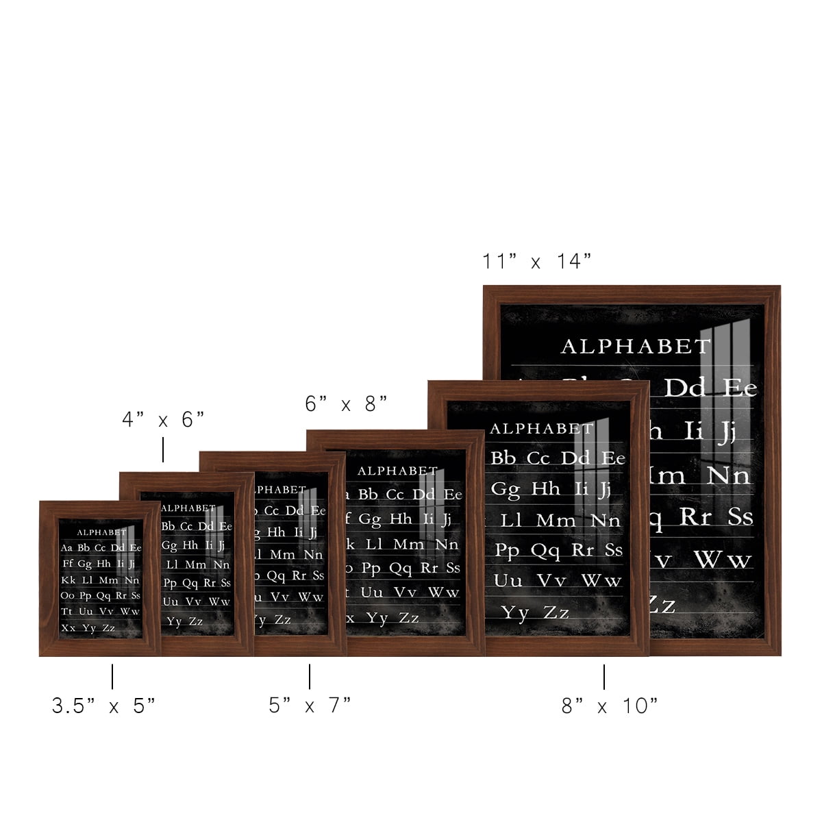 Alphabet Chart - Framed Print w/glass - Chestnut