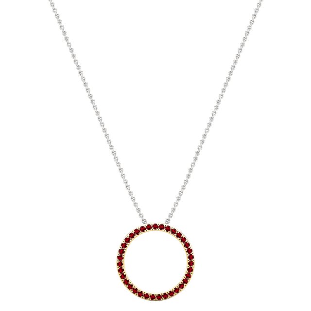 Dazzlingrock Collection Cercle Éternité Ouverte Grenat Rond pour Femmes (Couleur Rouge, Clarté Modéréement Incluse) en Or Jaune 14K