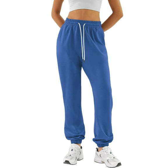 Sweatpants Women Fall Fashion Baggy Joggers Workout Lounge Comfy High Waisted Athletic Sweat Pants Lake Blue XXL