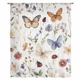 thumbnail image 2 of Spring Pastoral Botanical Sheer Curtains 72 Inches Long, Farmhouse Butterfly Floral Light Filering Curtains, Breathable Simi Curtain Privacy Drapes for Living Room Bedroom Window Treatment, 2 of 9