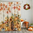 thumbnail image 2 of Thanksgiving Shower Curtains for Bathroom, Autumn Pumpkin Sunflower Leaves Watercolor Waterproof Fabric Shower Curtain for Bathroom Bathtub Decoration, Machine Washable, 54x"78", 2 of 9