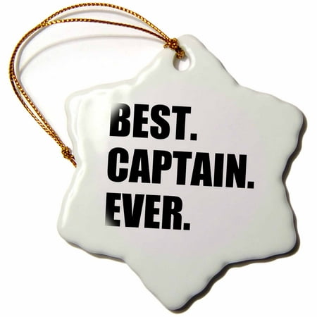3dRose Best Captain Ever. for ship boat sailing army police starship captains, Snowflake Ornament, Porcelain,