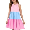 thumbnail image 1 of Robe Sans Manches à Blocs de Couleur pour Grandes Filles, Robe Patineuse Décontractée d'Été Évasée, Vêtements Taille 11-12T, 1 of 7