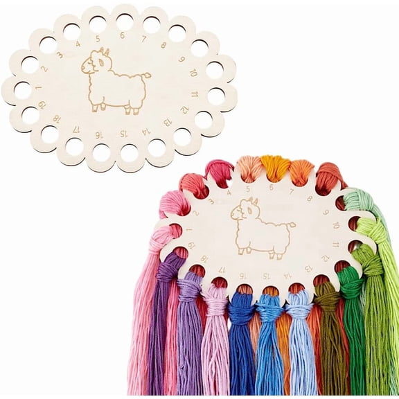 2pcs Wooden Embroidery Floss Organizer Stitch Thread Holder 19 Positions Sheep Oval Thread Organizer Thread Sorter Stitch for Craft DIY Sewing Supplies 4.3x5.9inch
