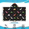 thumbnail image 2 of Black Dinosaurs Geometric Pattern Hooded Bath Towel，60"x35" for Ages 3 To 12 Kids, Quick Dry Lightweight Soft Microfiber Hood Beach Towel Cover Up for Kids, 2 of 7