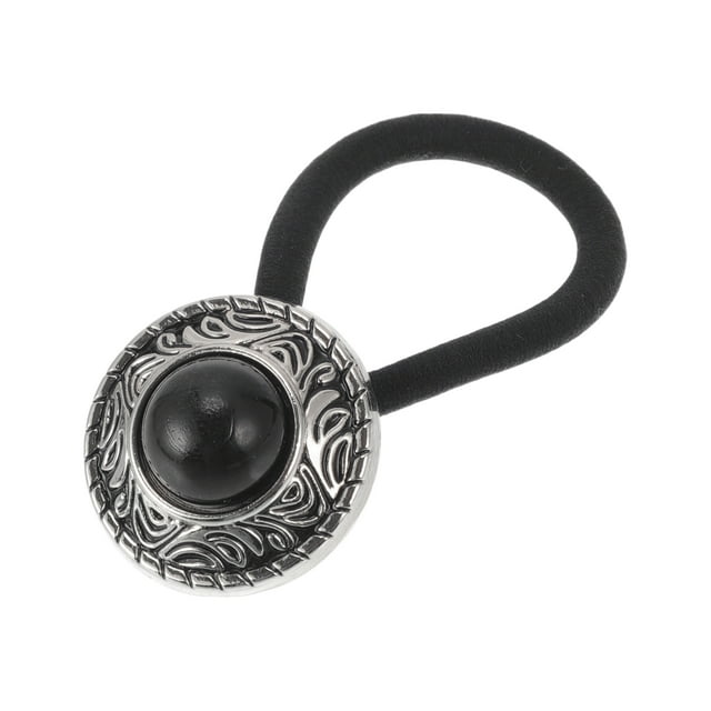 Accesorios de moda únicos para el cabello con botón para mujeres 1 pieza tono negro y plateado