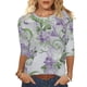 thumbnail image 1 of Tops de Manga Larga de Mujer 3/4 Manga Flores Impresas Cuello Redondo Blusa Casual Estiramiento Suave, 1 of 5