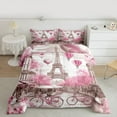 thumbnail image 2 of Feelyou Paris Eiffel Tower Queen Comforter Set, Pink Blossoms Flower Bedding Sets, Romantic Valentine's Day Reversible Bedding Comforter Set, Microfiber Bedroom Decor, 3pcs, 2 of 8
