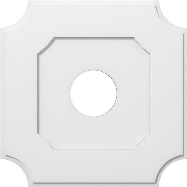 Ekena Millwork CMP28LE-07000 28 in. OD x 7 in. ID Square Locke Architectural Grade PVC Contemporary Ceiling Medallion