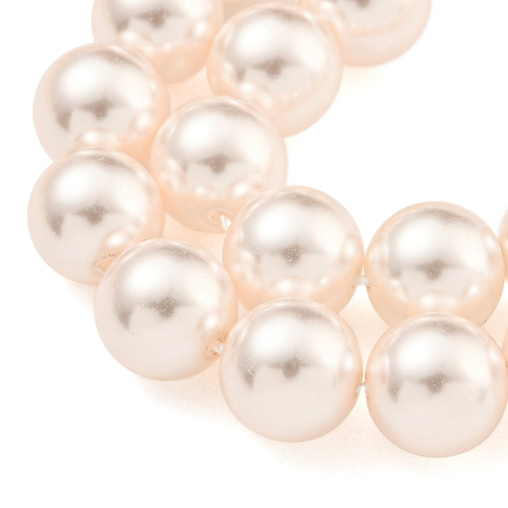 Glass Pearl Beads Strands Round PeachPuff 10mm Hole: 0.6mm 43pcs/strand 16.18''(41.1cm)