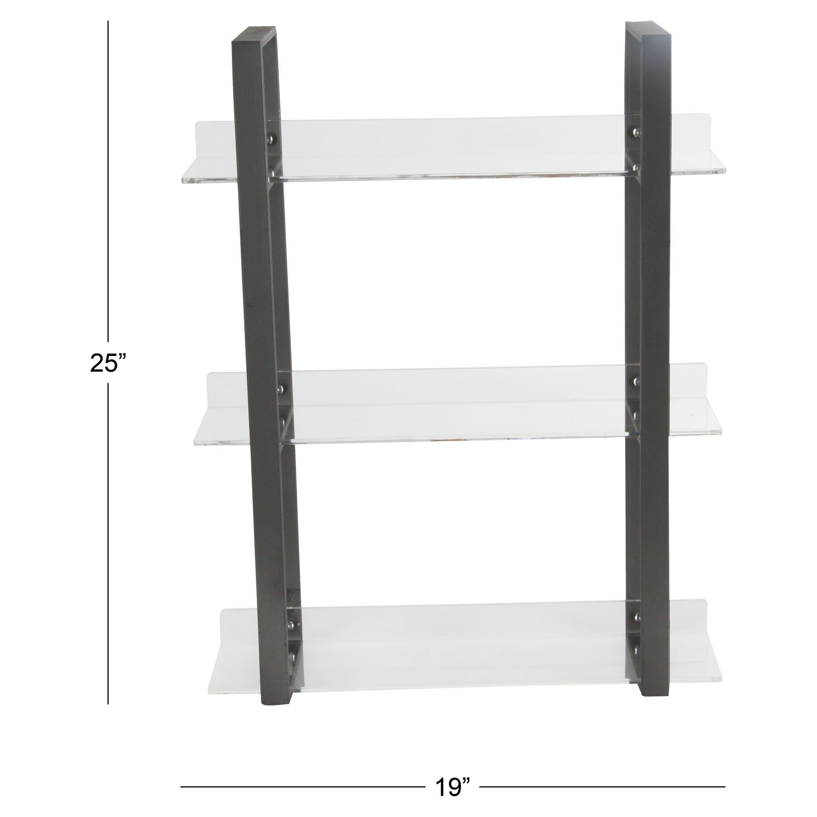 Decmode Contemporary 25 X 19 Inch Iron and Acrylic 3-Tiered Shelf, Clear