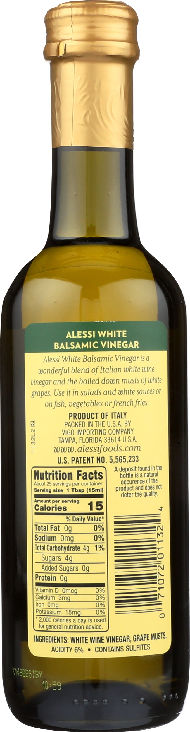 Pack of 6, Alessi White Balsamic Vinegar, 12.75 fl oz