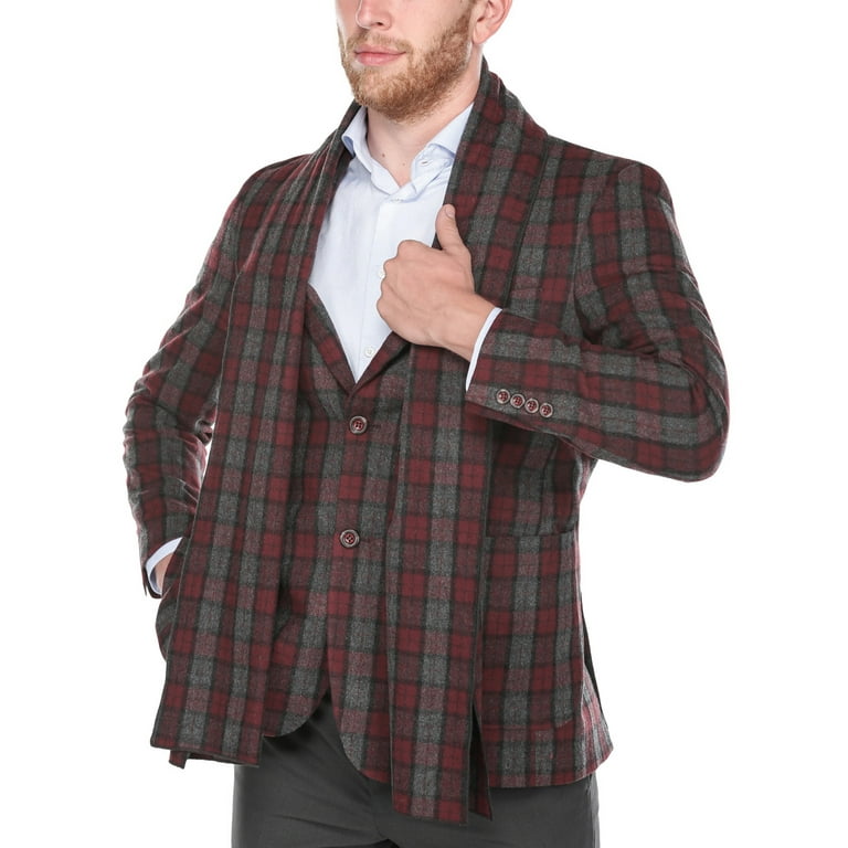 Red checkered deals blazer mens