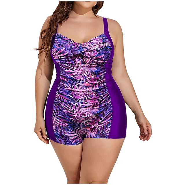 Maillot de Bain une Pièce Grande Taille pour Femmes, Robe de Bain Conservatrice avec Coussin de Poitrine et Bretelles Réglables, Maillot de Bain Couvrant