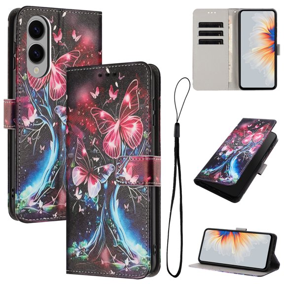 Allytechgroup Flip Case for Samsung Galaxy S25 Edge with Lanyard, PU Leather Wallet Bumper with Credit Card Slot RFID Blocking Shockproof Full Body Protective Cover for Samsung Galaxy S25 Edge, G