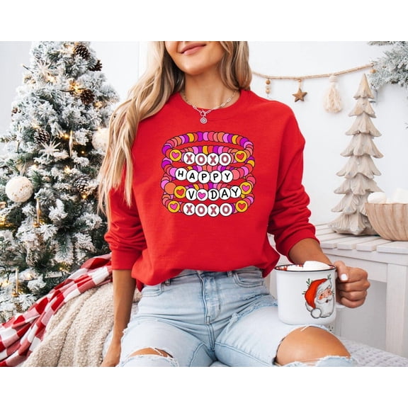 Valentine's Day Shirt, Valentines Day Sweater, XOXO Sweatshirt, Women Valentines Day Sweatshirt, Heart Sweatshirt Tshirt All Size S-5XL