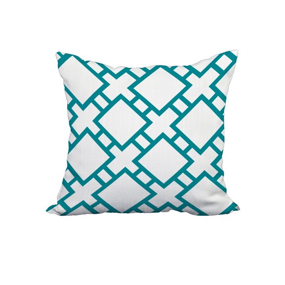 22 x 22 Inch Square in St. Louis Blue Geometric Print Decorative Polyester Throw Pillow with Linen Texture