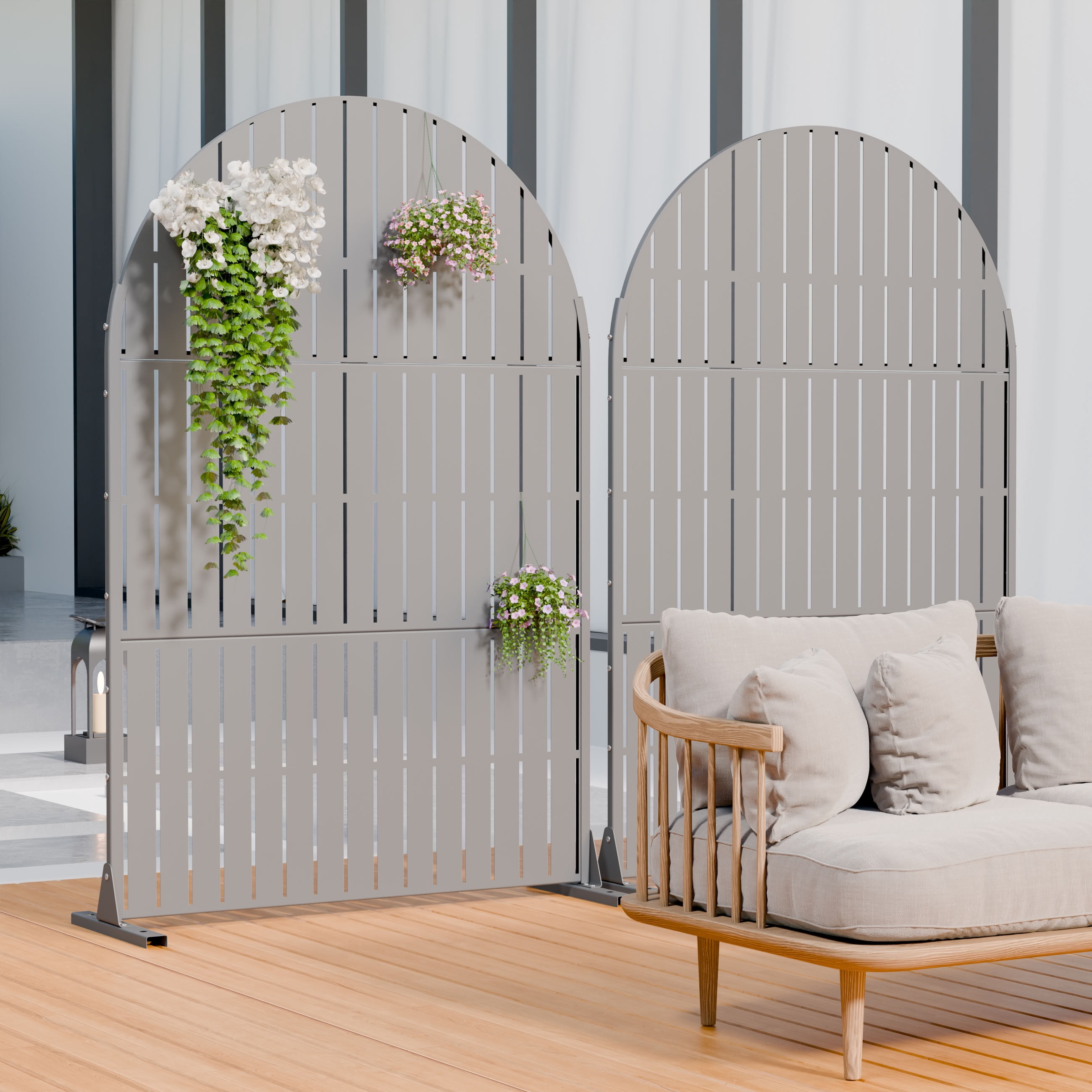 MAYEERTY 72*35in Outdoor Privacy Screen, Neighbors View Block Metal Privacy Panel, Privacy Divider for Patio, Balcony