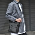 thumbnail image 2 of Bxaolu Men's Leather Crossbody Sling&nbsp;Shoulder Bag - Vintage&nbsp;Side Crossover Man Purse, Messenger Satchel Travel Handbag, Black, 2 of 8