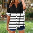 thumbnail image 5 of Idoravan Button Up Shirts for Women Stripe Women's V-neck Short Sleeved Non Positioning Printed Summer Button Short Sleeved Loose And Fashionable T-shirt, 5 of 5