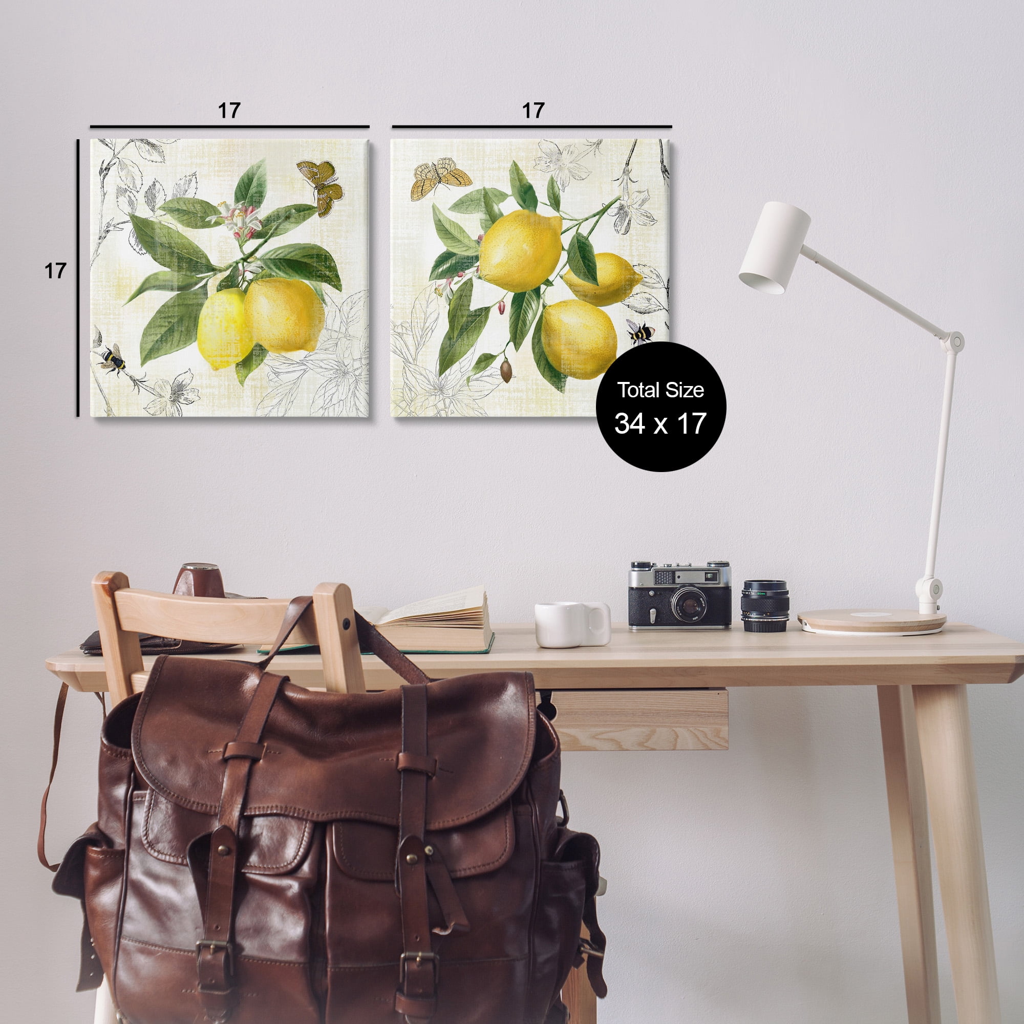 Stupell Industries Distressed Country Lemons Food & Beverage Painting Gallery Wrapped Canvas Art Print Wall Art, 17 x 17, Set of 2
