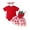 hwj# Red102, variant on Huowey Baby Girls Summer Outfits Solid Color Romper Short Sleeve Crewneck Jumpsuit Cute Strawberry Floral Mesh Layering Tiered Dress With Headband Casual Romper 3 Piece Set,Red,6-9 Months