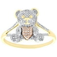 thumbnail image 2 of 10K Tri-Color Gold Natural Diamond Women's Teddy Bear Holding Heart Ring 0.22 CT, 2 of 5
